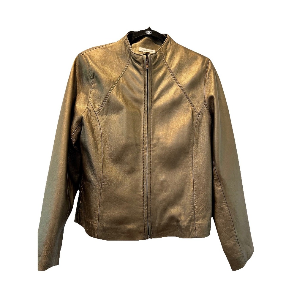 Yvonne Marie Women's  Leather Jacket Moto Style Tan Light Brown Size 8